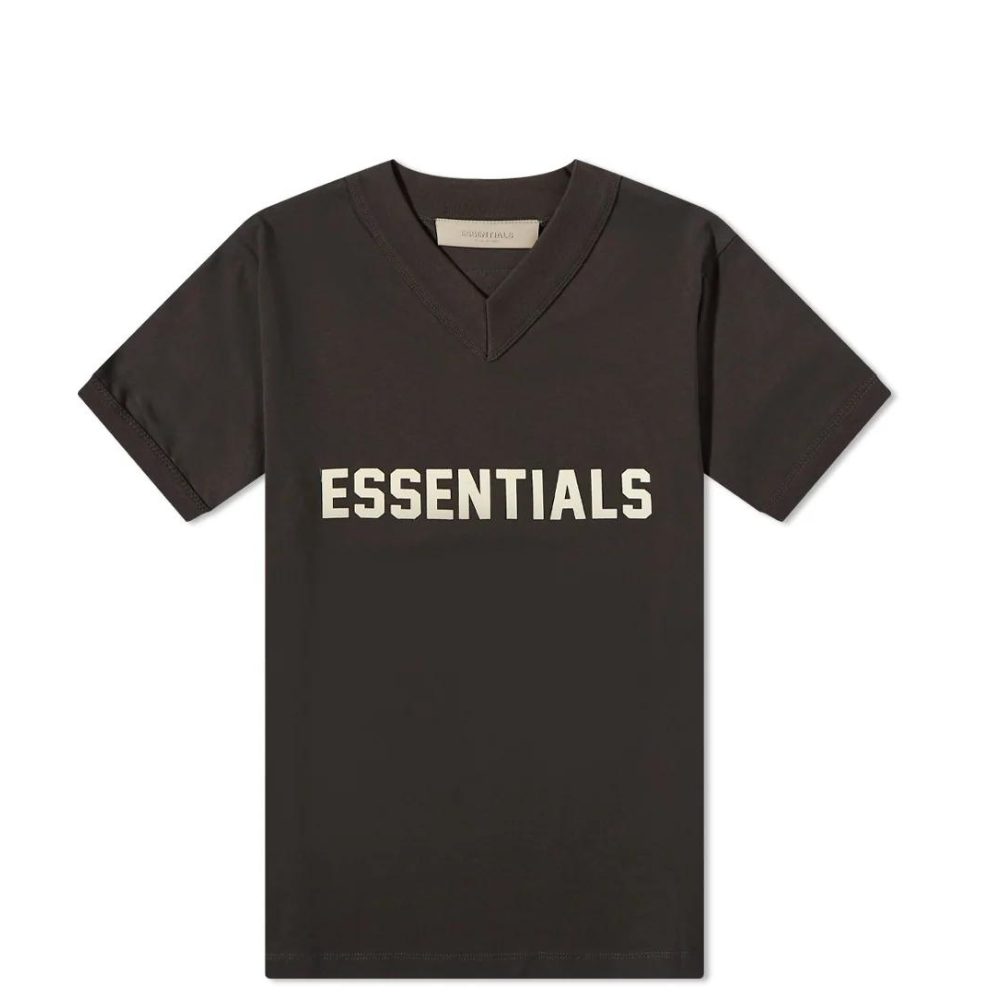 FEAR OF GOD ESSENTIALS V-NECK LOGO TEE IRON