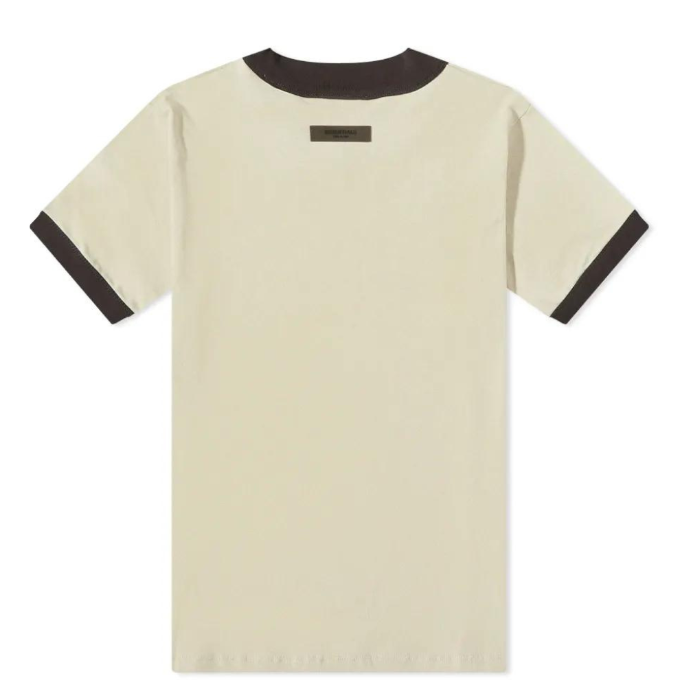 FEAR OF GOD ESSENTIALS V-NECK LOGO TEE WHEAT