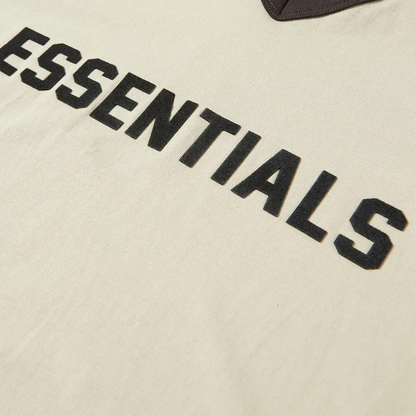FEAR OF GOD ESSENTIALS V-NECK LOGO TEE WHEAT