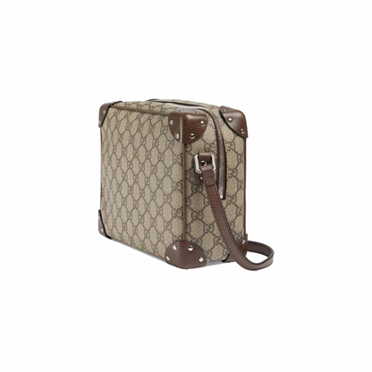 Gucci Logo Print Shoulder Bag Beige/Ebony