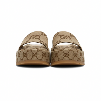 GUCCI Brown GG Angelina Sandals