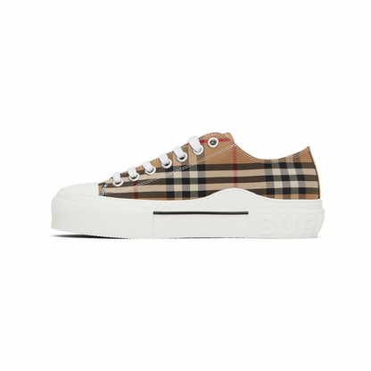 BURBERRY Beige Cotton Check Sneakers