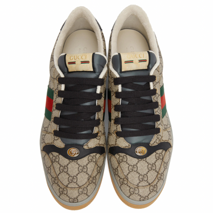 GUCCI Beige & Black Screener GG Sneakers