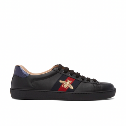 GUCCI Black Embroidered Ace Sneakers