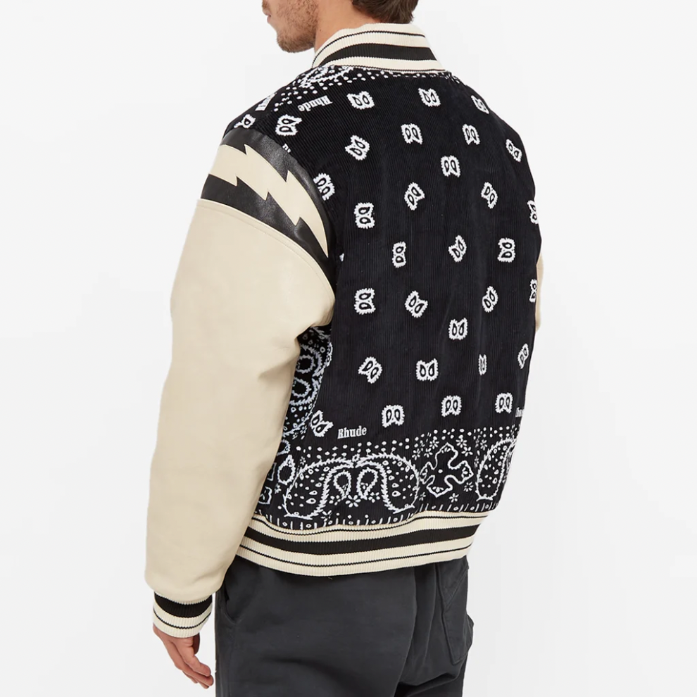 RHUDE BANDANA BOMBER JACKET BLACK & WHITE