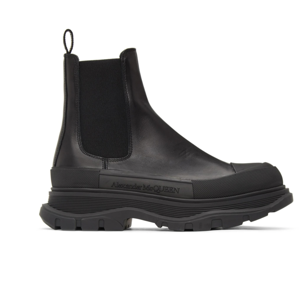 ALEXANDER MCQUEEN Black Tread Slick Chelsea Boots