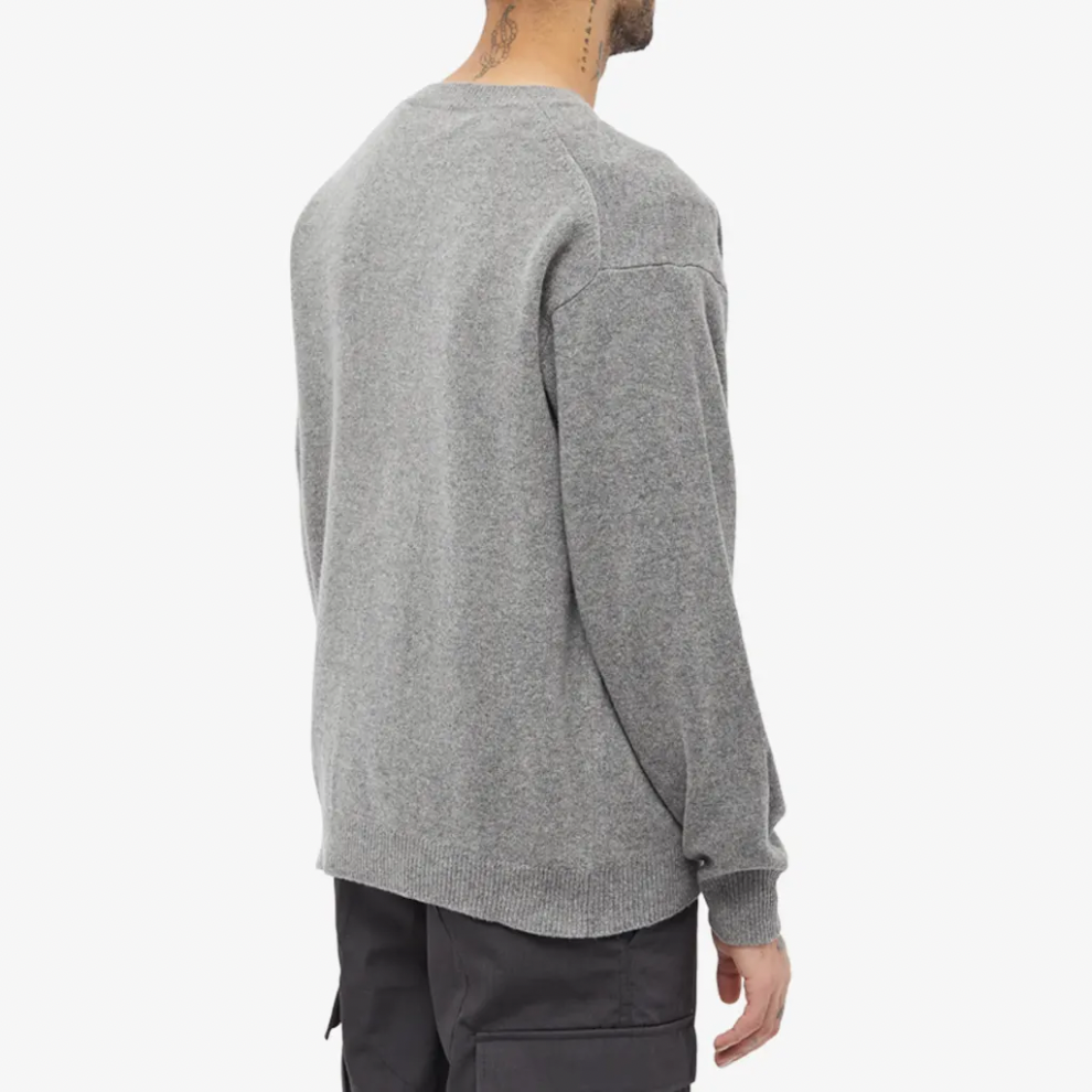 KENZO LOGO INTARSIA CREW KNIT MISTY GREY