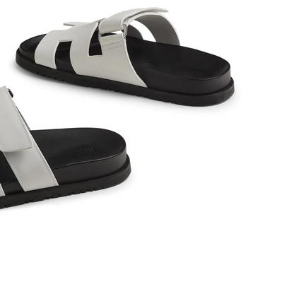 HERMES PARIS CHYPRE WHITE BLACK SANDAL