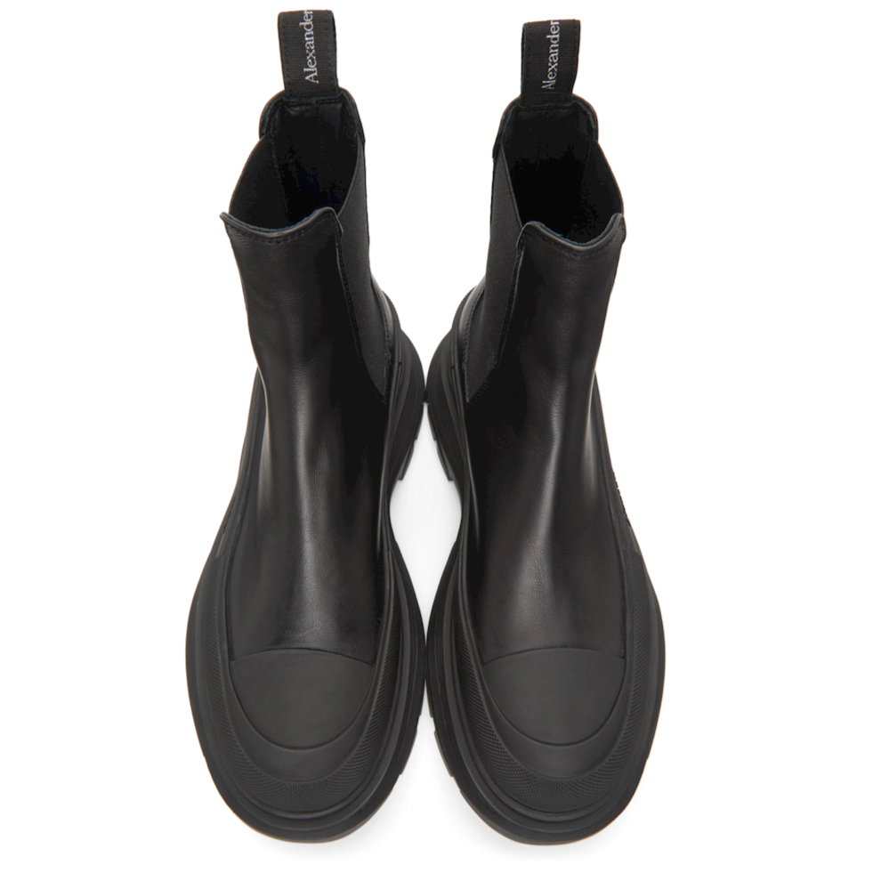 ALEXANDER MCQUEEN Black Tread Slick Chelsea Boots