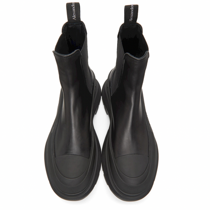 ALEXANDER MCQUEEN Black Tread Slick Chelsea Boots