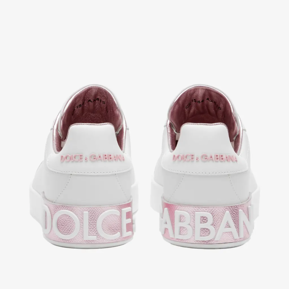 DOLCE & GABBANA LOGO COURT SNEAKER BIANCO & ROSA