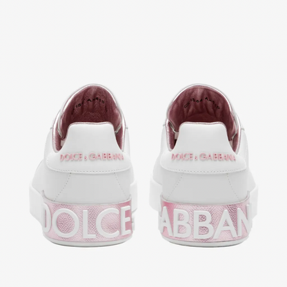 DOLCE & GABBANA LOGO COURT SNEAKER BIANCO & ROSA