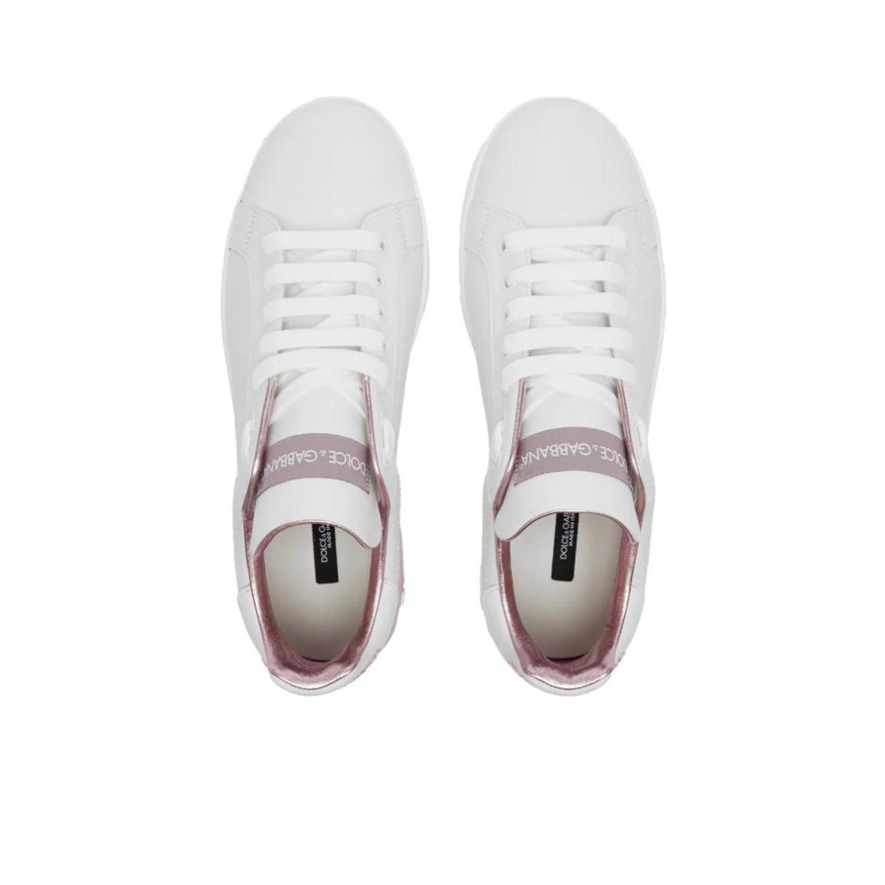 DOLCE & GABBANA LOGO COURT SNEAKER BIANCO & ROSA