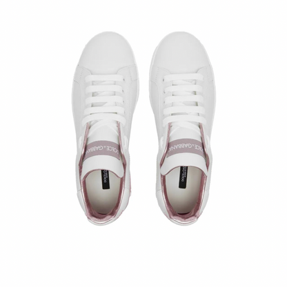 DOLCE & GABBANA LOGO COURT SNEAKER BIANCO & ROSA
