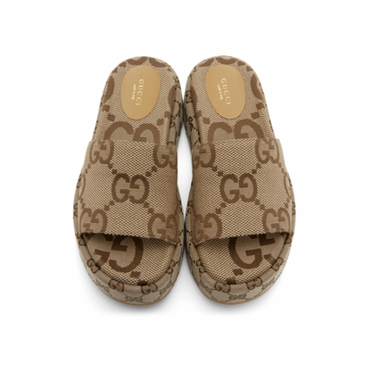 GUCCI Brown GG Angelina Sandals