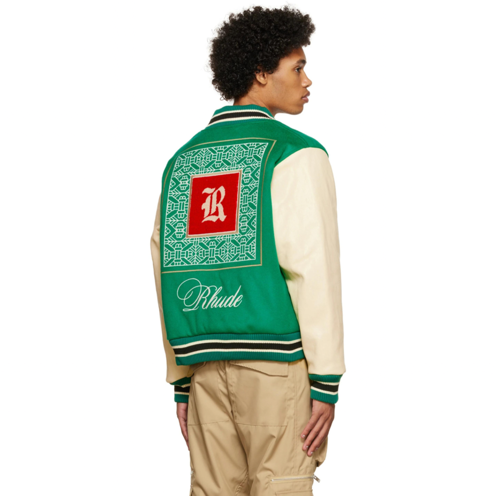 RHUDE Green Varsity Jacket