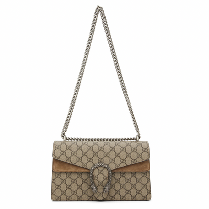GUCCI Beige & Brown GG Supreme Small Dionysus Bag