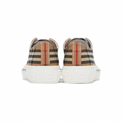BURBERRY Beige Cotton Check Sneakers