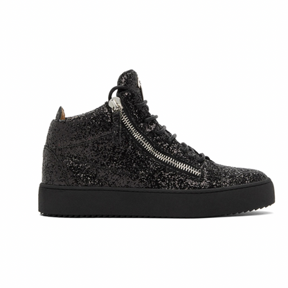 GIUSEPPE ZANOTTI Black Glitter Kriss High-Top Sneakers