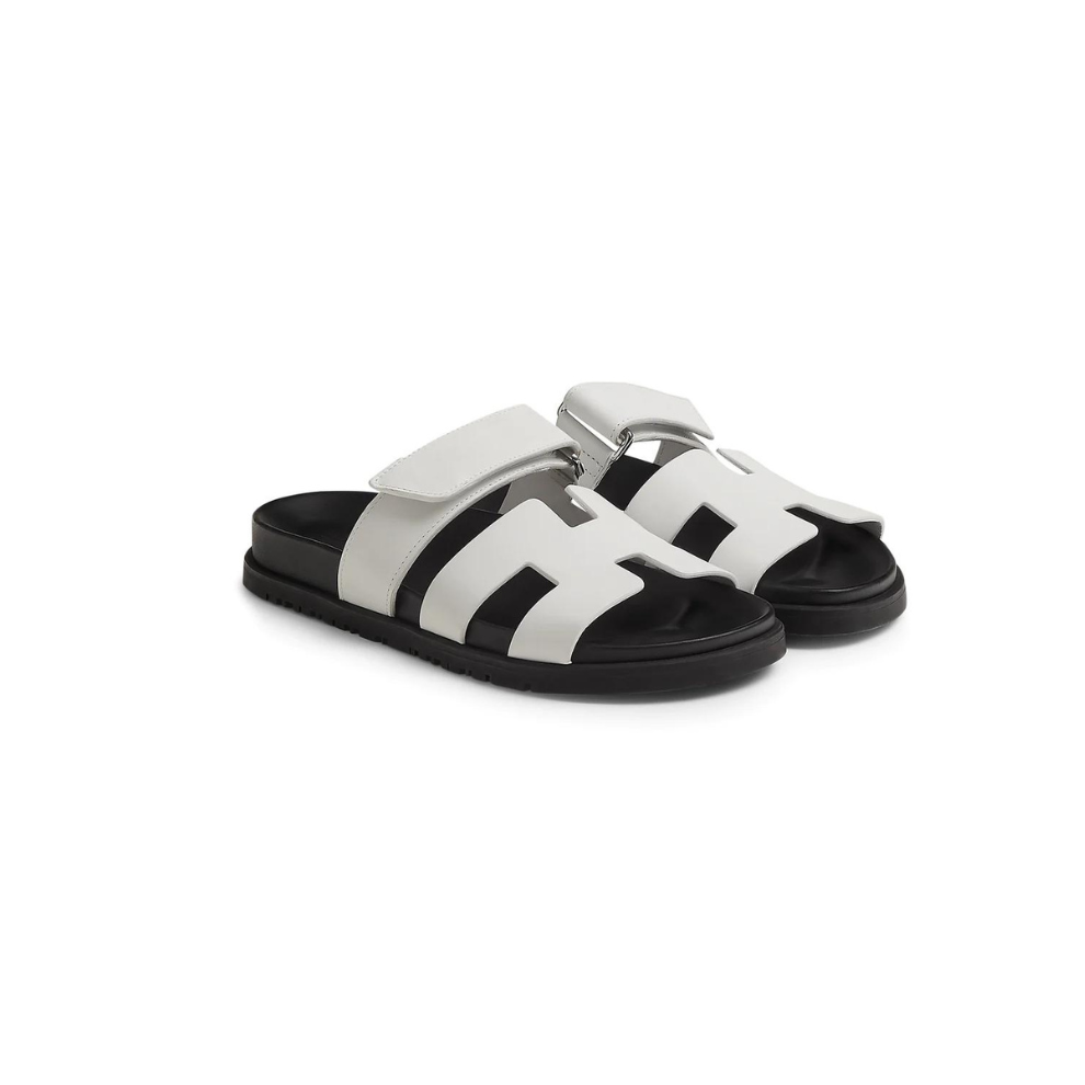 HERMES PARIS CHYPRE WHITE BLACK SANDAL