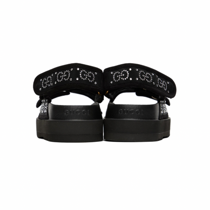 GUCCI Black Crystal GG Sandals