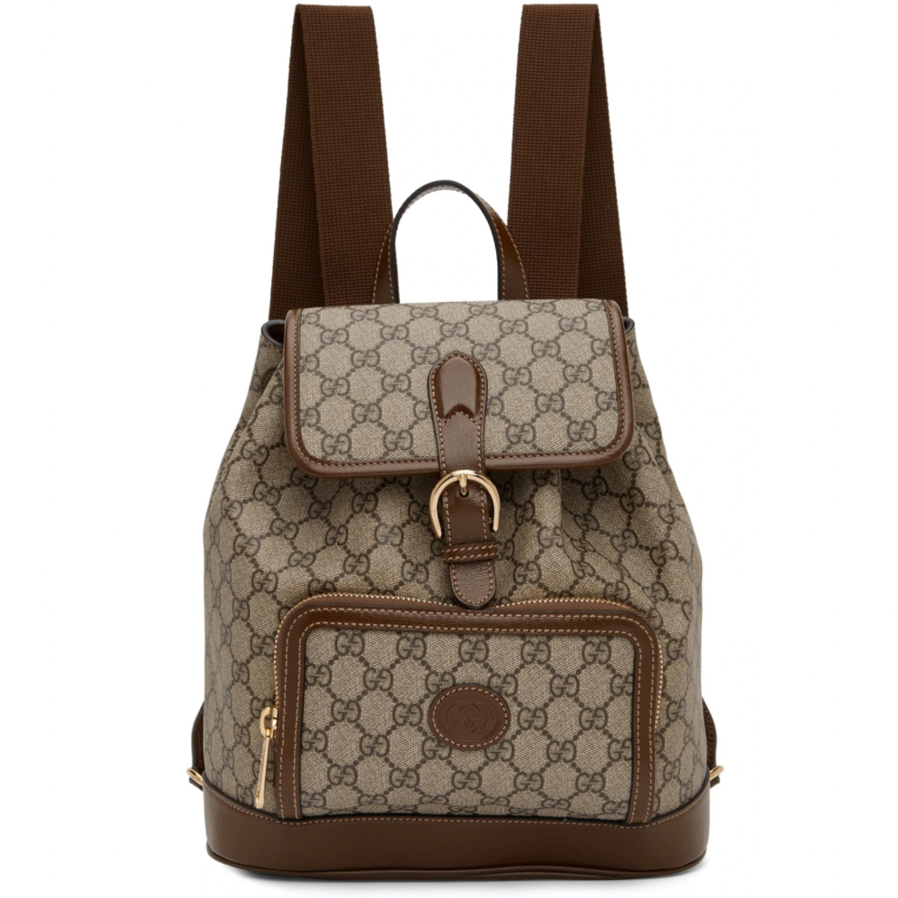 GUCCI Beige & Brown GG Supreme Retro Backpack