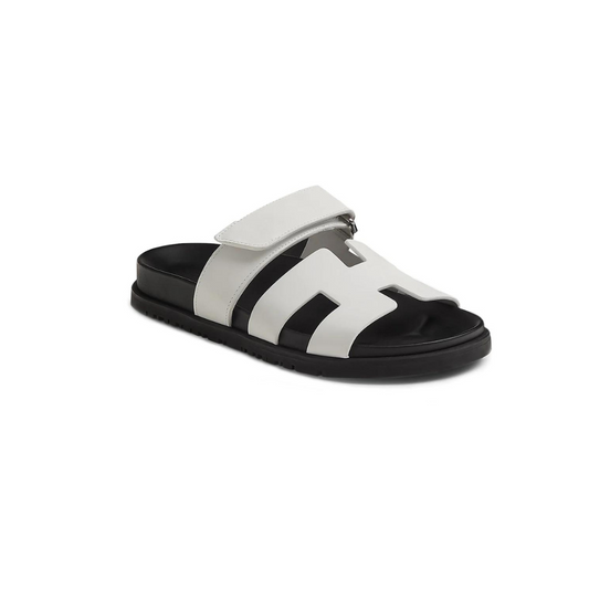 HERMES PARIS CHYPRE WHITE BLACK SANDAL