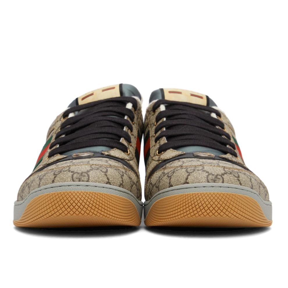 GUCCI Beige & Black Screener GG Sneakers