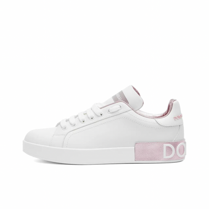 DOLCE & GABBANA LOGO COURT SNEAKER BIANCO & ROSA