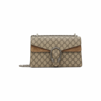 GUCCI Beige & Brown GG Supreme Small Dionysus Bag
