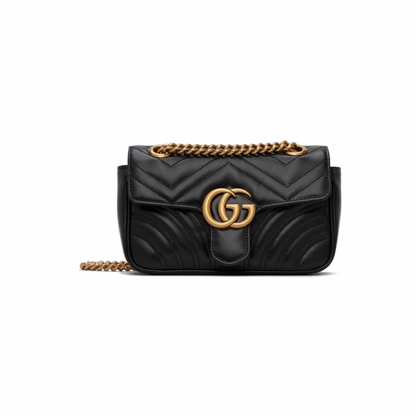 GUCCI Black Mini GG Marmont 2.0 Shoulder Bag