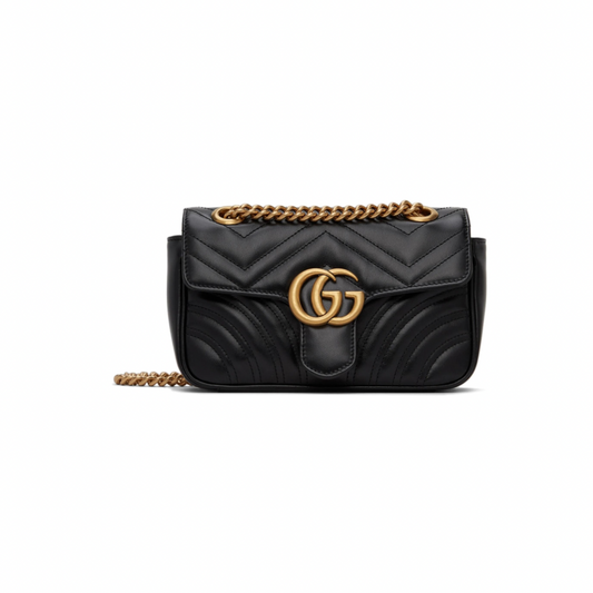 GUCCI Black Mini GG Marmont 2.0 Shoulder Bag