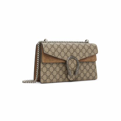 GUCCI Beige & Brown GG Supreme Small Dionysus Bag