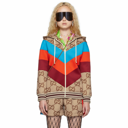 GUCCI Beige Jumbo GG Chevron Web Jacket