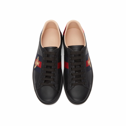 GUCCI Black Embroidered Ace Sneakers