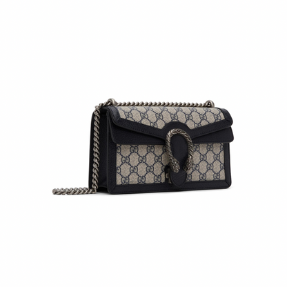 GUCCI Blue & Beige Small Dionysus GG Supreme Shoulder Bag