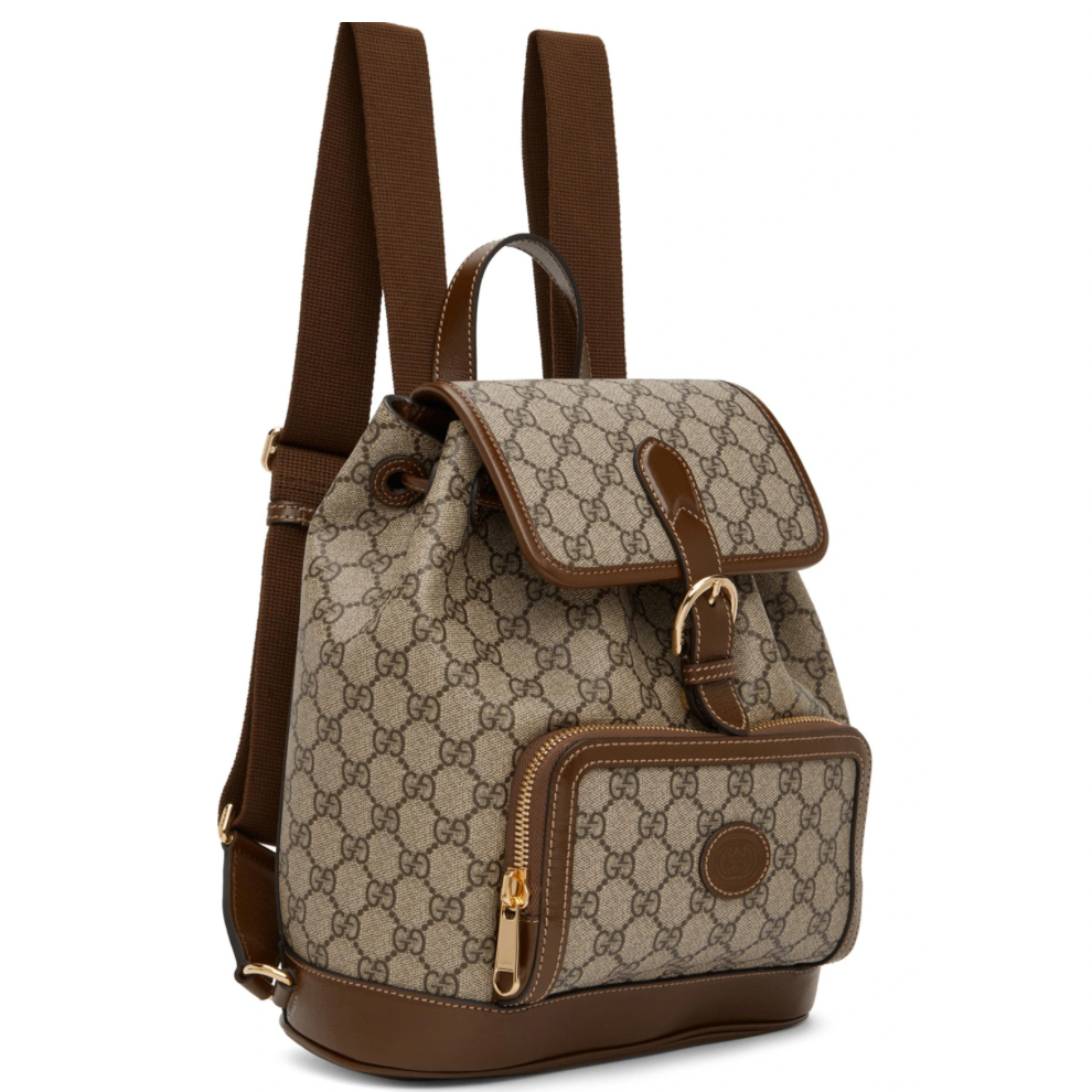 GUCCI Beige & Brown GG Supreme Retro Backpack