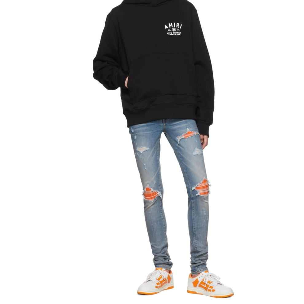 AMIRI White & Orange Skel Top Low Sneakers