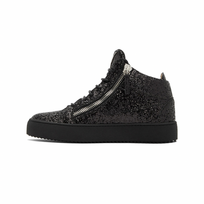 GIUSEPPE ZANOTTI Black Glitter Kriss High-Top Sneakers