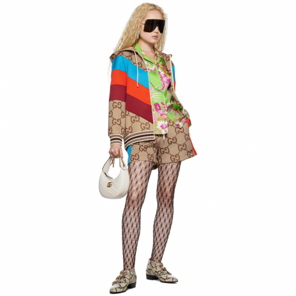 GUCCI Beige Jumbo GG Chevron Web Jacket