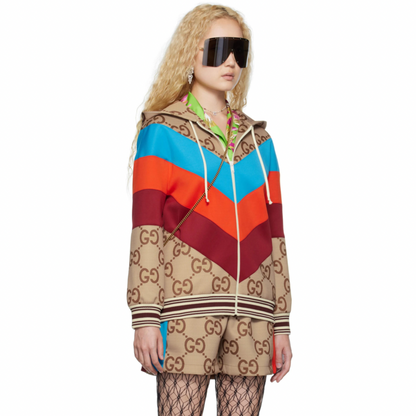 GUCCI Beige Jumbo GG Chevron Web Jacket