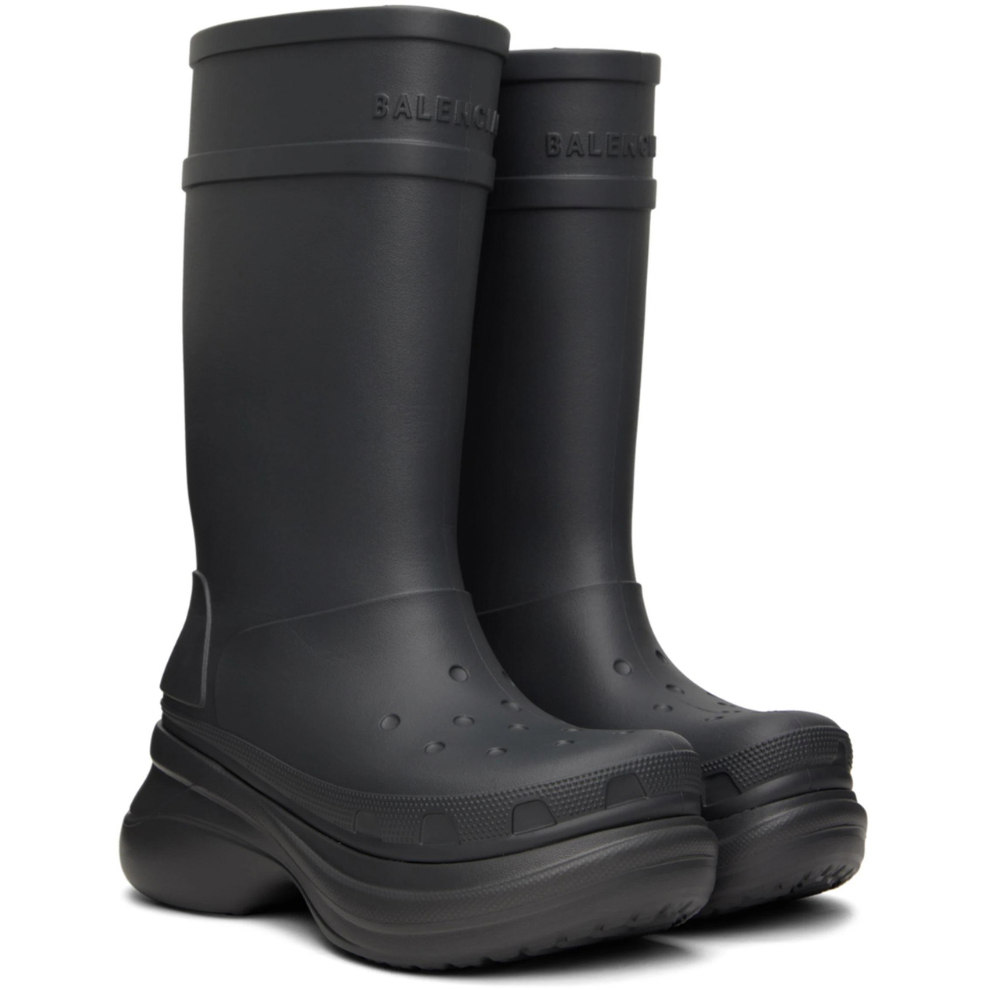 BALENCIAGA Gray Crocs Edition Boots
