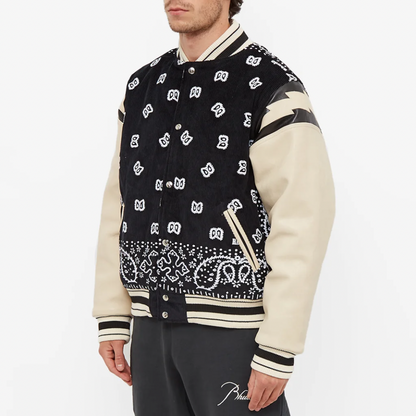 RHUDE BANDANA BOMBER JACKET BLACK & WHITE