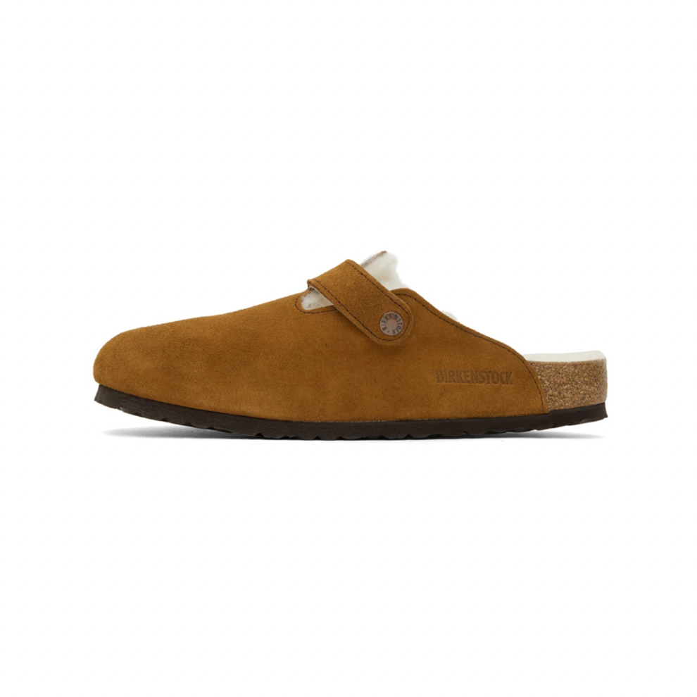 BIRKENSTOCK Tan Shearling Boston Clogs