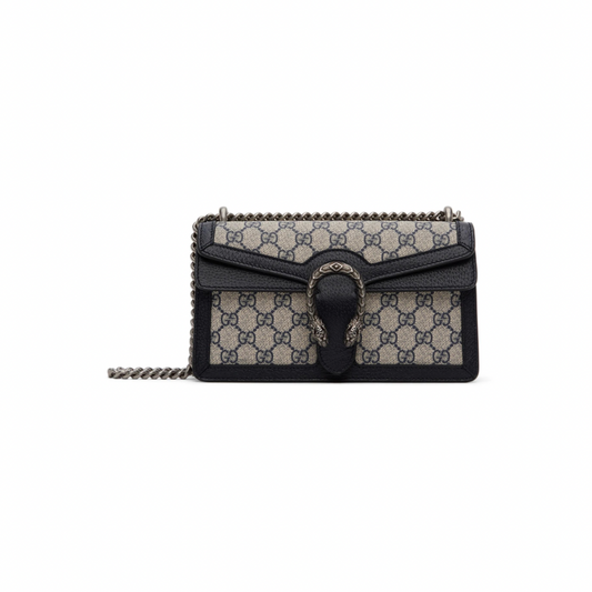 GUCCI Blue & Beige Small Dionysus GG Supreme Shoulder Bag