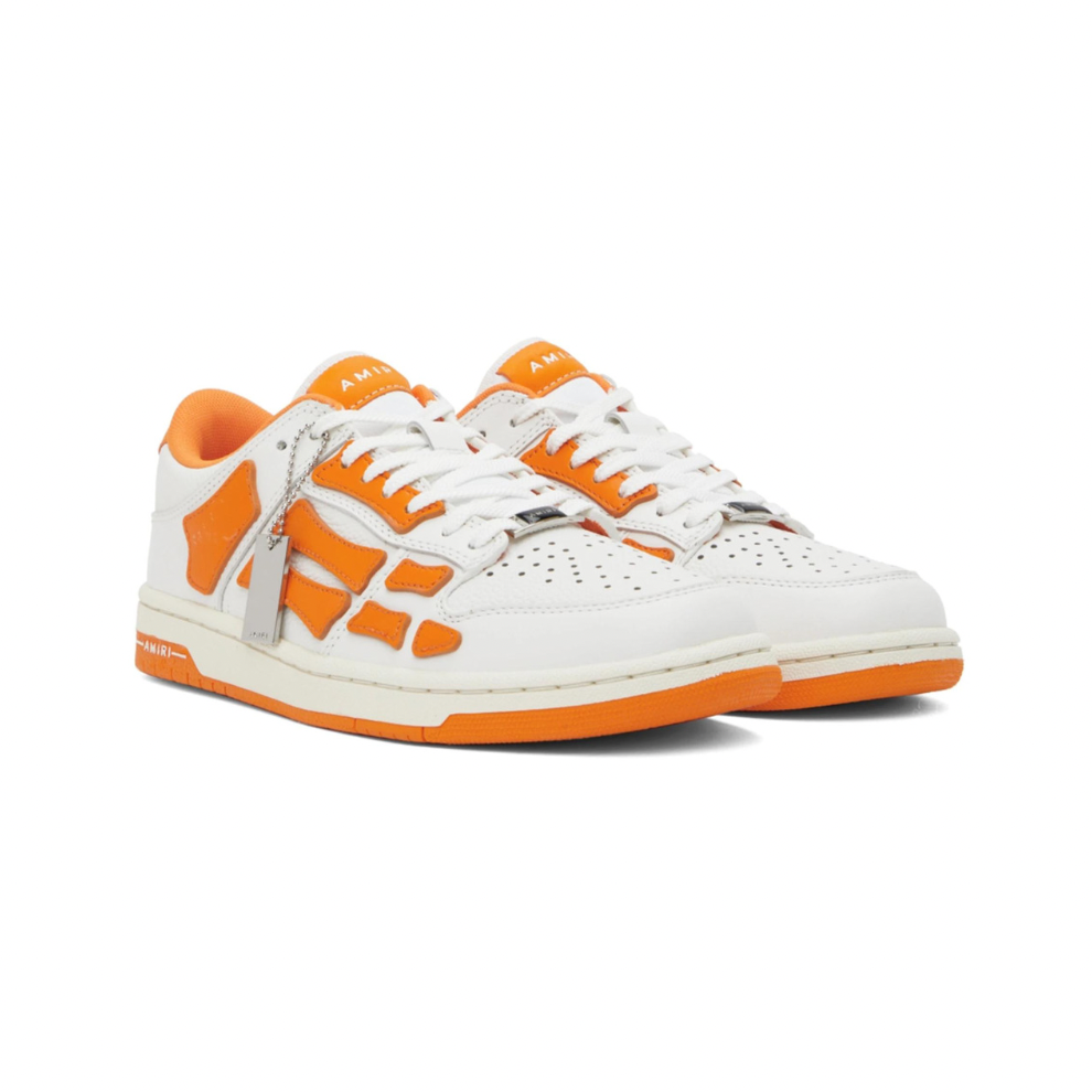 AMIRI White & Orange Skel Top Low Sneakers
