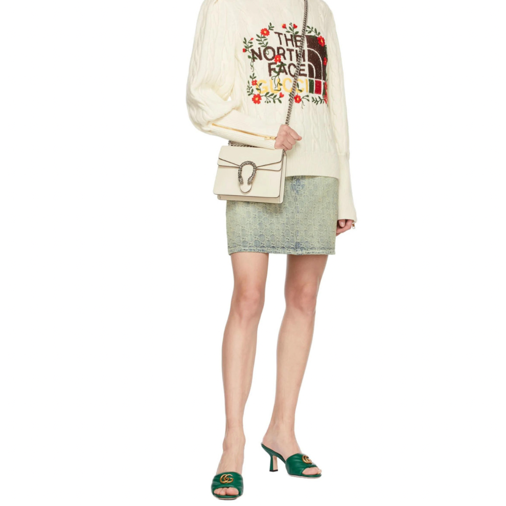 GUCCI Green Matelassé Double G Sandals