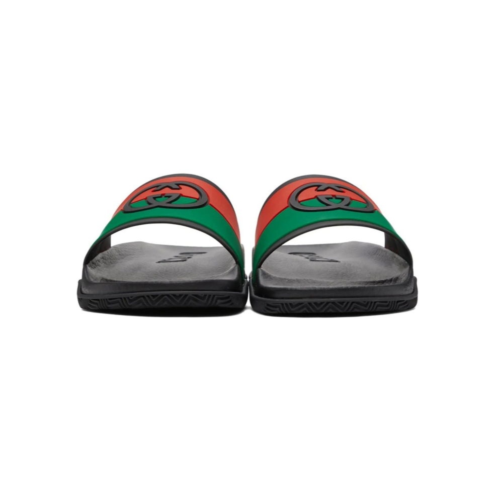 GUCCI Black Interlocking G Slip-On Sandals