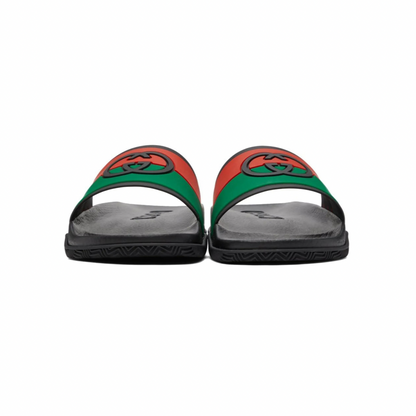 GUCCI Black Interlocking G Slip-On Sandals