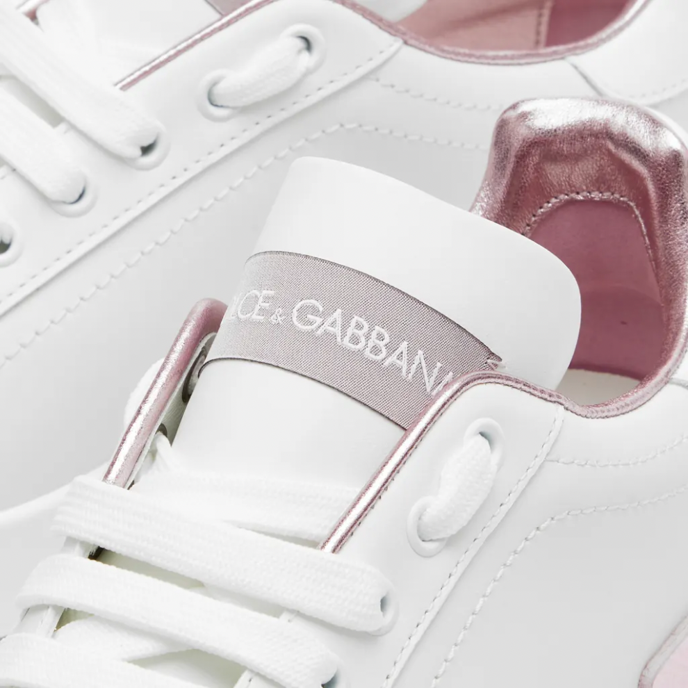 DOLCE & GABBANA LOGO COURT SNEAKER BIANCO & ROSA
